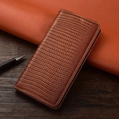 Luxury iPhone Flip Wallet Case Genuine Lizard Leather — Magnetic Closure, Kickstand Holder, Dustproof Non-Slip Design, Premium Full Body Protection
