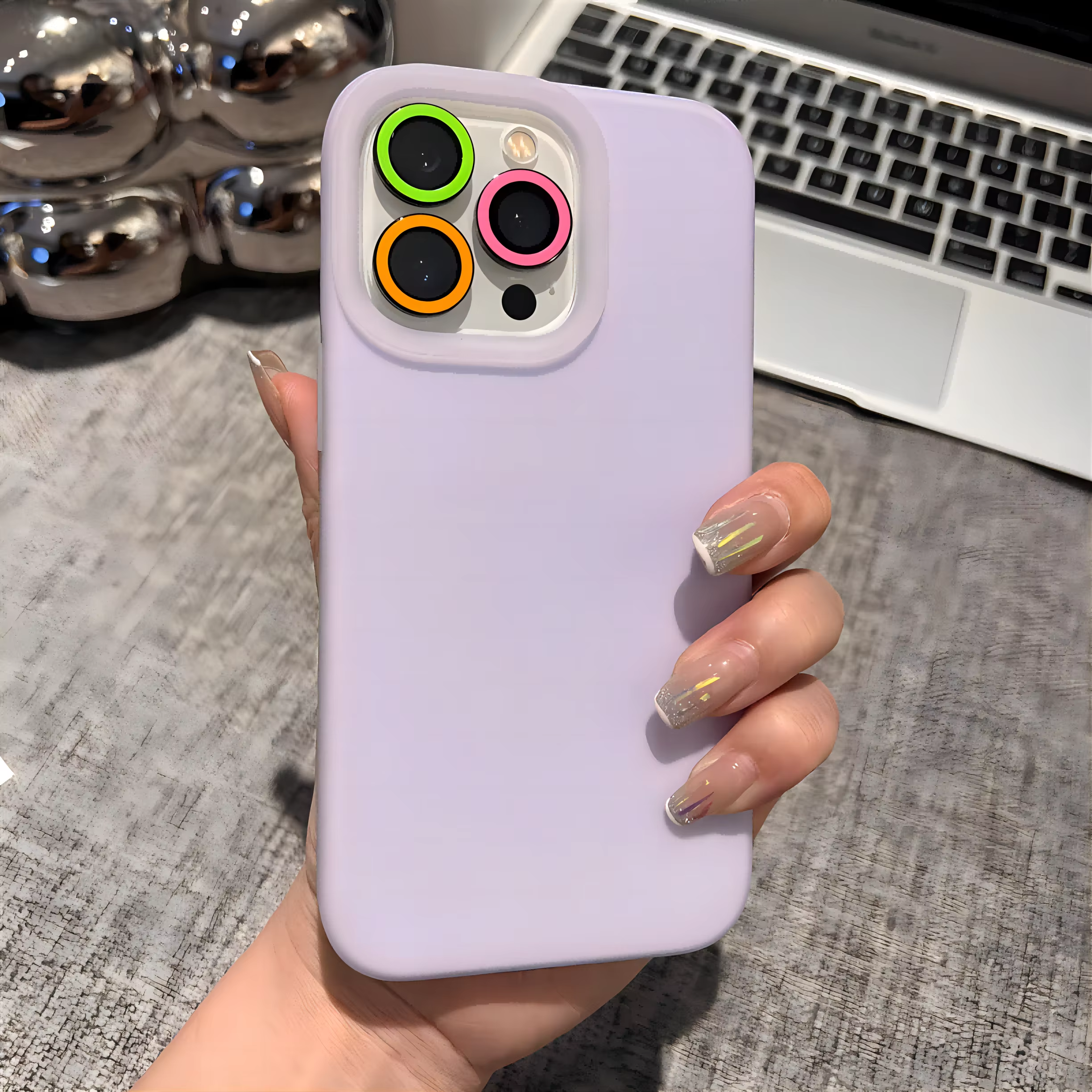 Luxury iPhone Luminous Ceramic Camera Lens Protector, Glowing Lens Ring Glass Cap with Full Coverage, Scratch Resistance & Decorative Protection