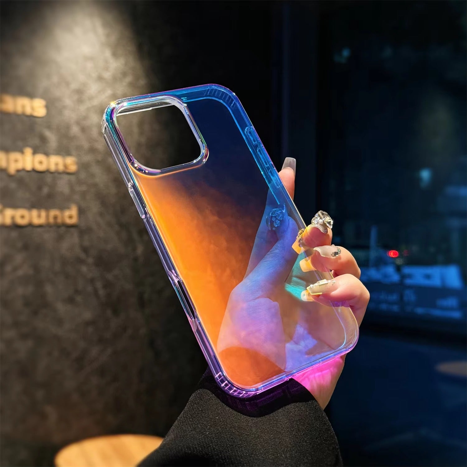 Luxury iPhone MagSafe Case Aurora Gradient Laser Design — Luggage Style Tough Cover, Shockproof Protective Finish for a Stylish Blue Look