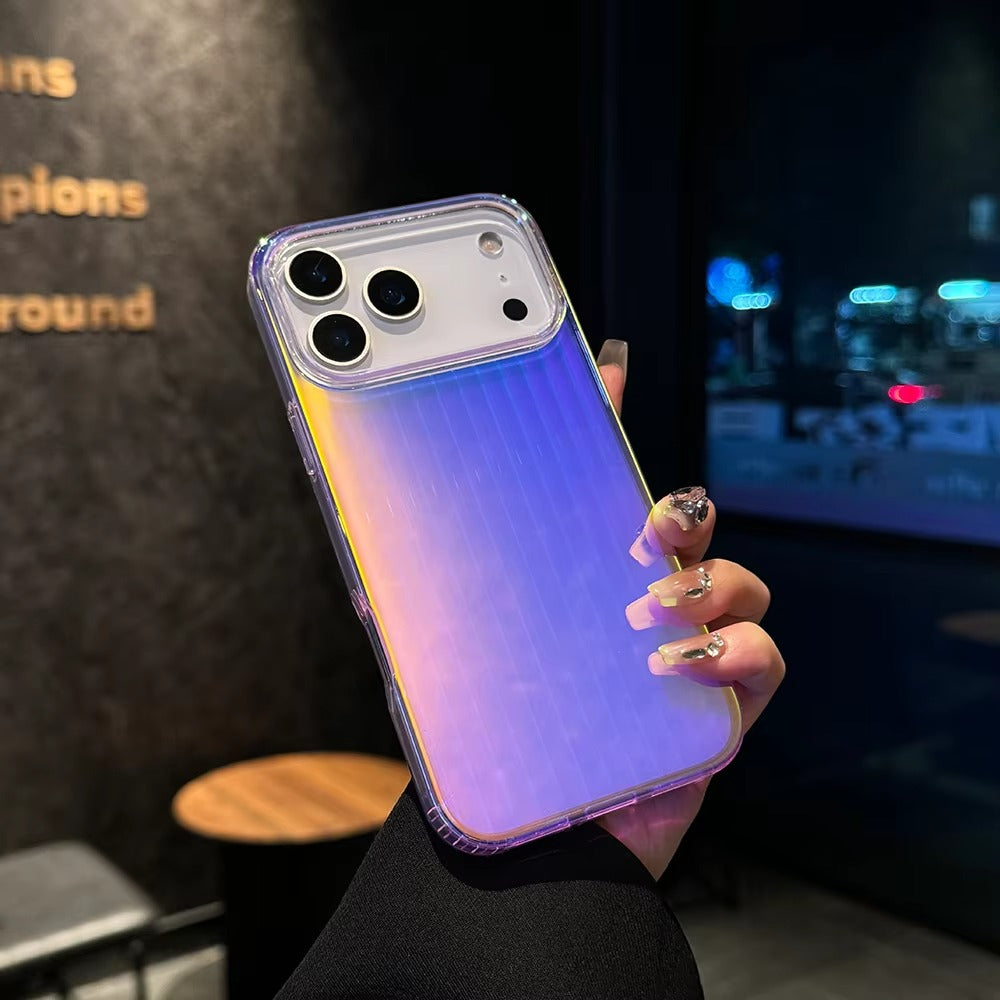 Luxury iPhone MagSafe Case Aurora Gradient Laser Design — Luggage Style Tough Cover, Shockproof Protective Finish for a Stylish Blue Look