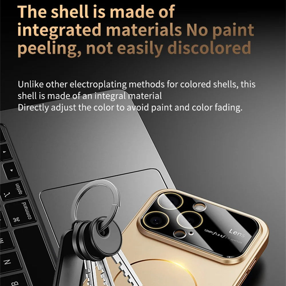 Luxury iPhone MagSafe Case Frosted Large Camera Window — Magnetic Wireless Charging, Slim Shockproof Bumper, Matte Anti-Fingerprint Scratch-Resistant Cover