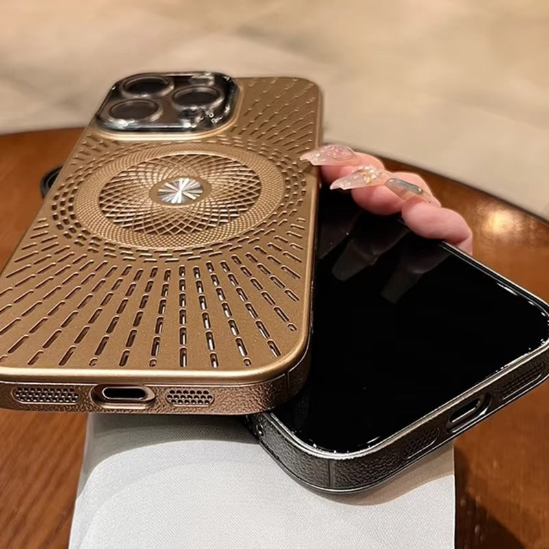 Luxury iPhone MagSafe Case Heat Dissipation Design — Ultra-Thin Anti-Drop Cover with Glass Camera Protector, Shockproof Anti-Fingerprint Scratch-Resistant Finish