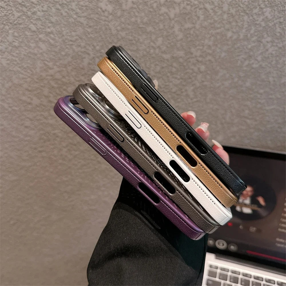 Luxury iPhone MagSafe Case Heat Dissipation Design — Ultra-Thin Anti-Drop Cover with Glass Camera Protector, Shockproof Anti-Fingerprint Scratch-Resistant Finish