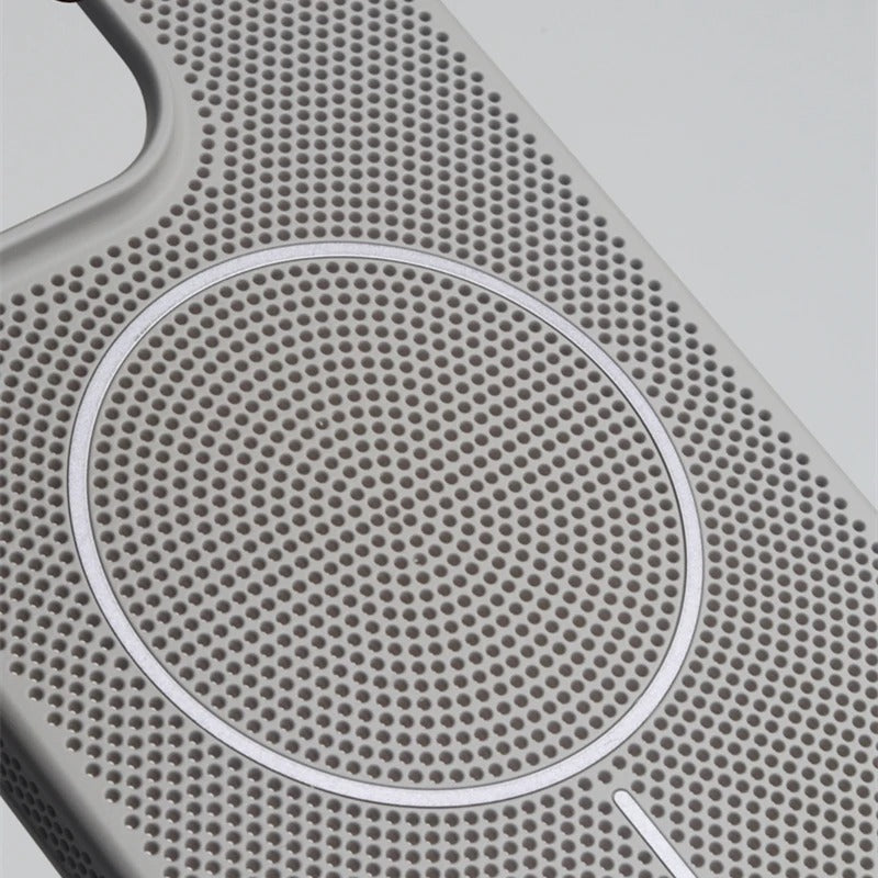 Luxury iPhone MagSafe C Heatase Dissipation Grid Design — Hard Matte Shockproof Cover with Wireless Charging Support, Anti-Fingerprint Scratch-Resistant Finish