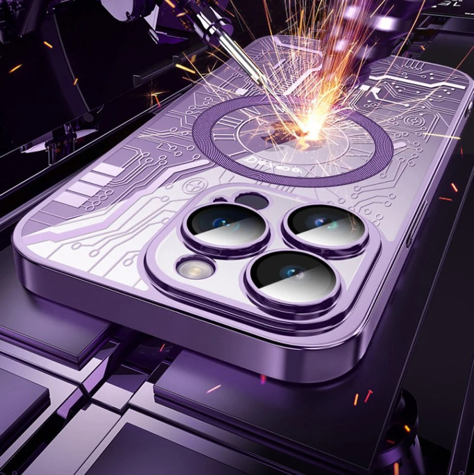 Luxury iPhone MagSafe Case Plating Design — Soft Magnetic Bumper Cover, Wireless Charging Compatible, Slim Shockproof Anti-Fingerprint Transparent Protection