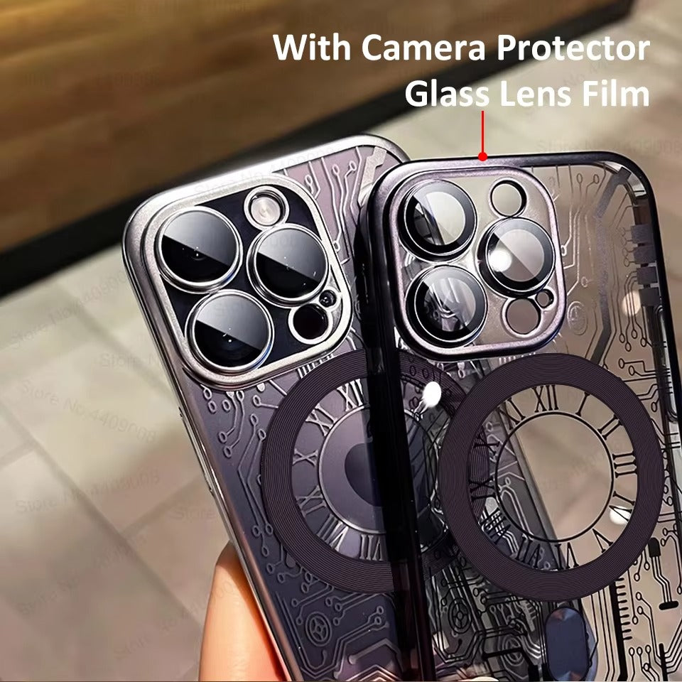 Luxury iPhone MagSafe Case Plating Design — Soft Magnetic Bumper Cover, Wireless Charging Compatible, Slim Shockproof Anti-Fingerprint Transparent Protection