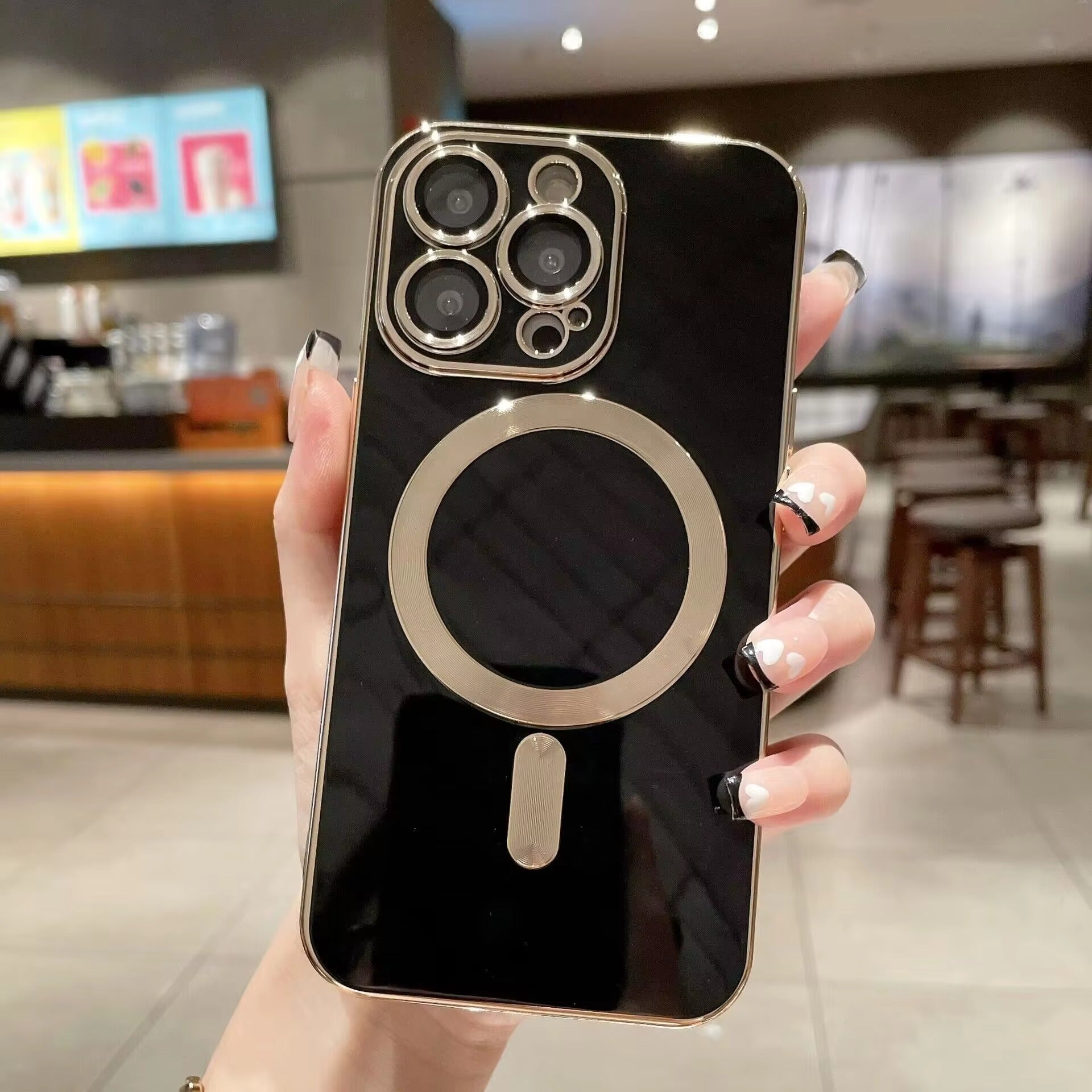 Luxury iPhone MagSafe Case with Camera Lens Protector — Soft Silicone Shockproof Cover, Slim Lightweight Anti-Fingerprint Scratch-Resistant Design