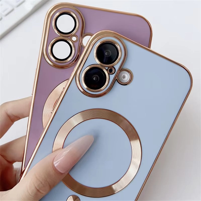 Luxury iPhone MagSafe Case with Camera Lens Protector — Soft Silicone Shockproof Cover, Slim Lightweight Anti-Fingerprint Scratch-Resistant Design