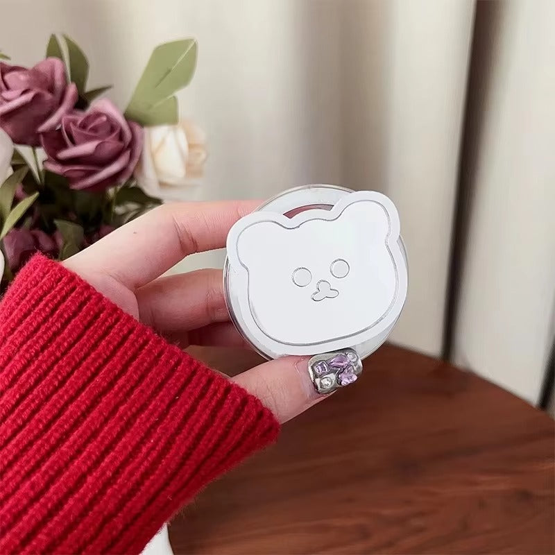 Luxury iPhone MagSafe Magnetic Grip Stand, Cute Bear Mirror Phone Holder with Expanding Finger Ring Design for Secure Grip & Hands-Free Viewing
