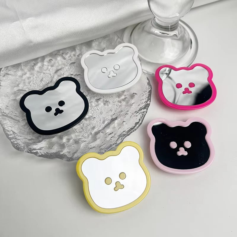 Luxury iPhone MagSafe Magnetic Grip Stand, Cute Bear Mirror Phone Holder with Expanding Finger Ring Design for Secure Grip & Hands-Free Viewing