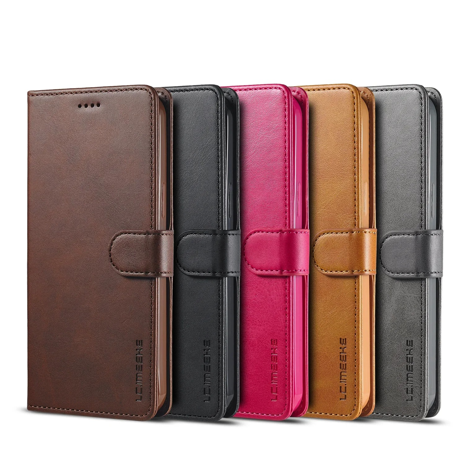 Luxury iPhone Case PU Leather Wallet Folding Cover — Card Holder Slot, Kickstand Function, Full Access to Ports, Shockproof Drop Protection