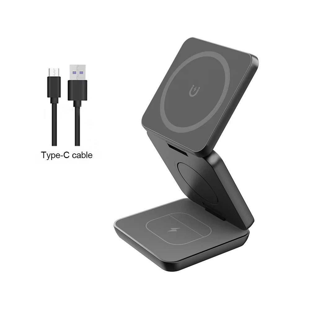 Minimalist iPhone 3-in-1 Foldable Magnetic Wireless Charging Station, 15W Fast-Charge Stand for Phone, Watch & Earbuds with Compact Travel Design  Research 3-in-1 magnetic wireless chargers Spend a few minutes for better results