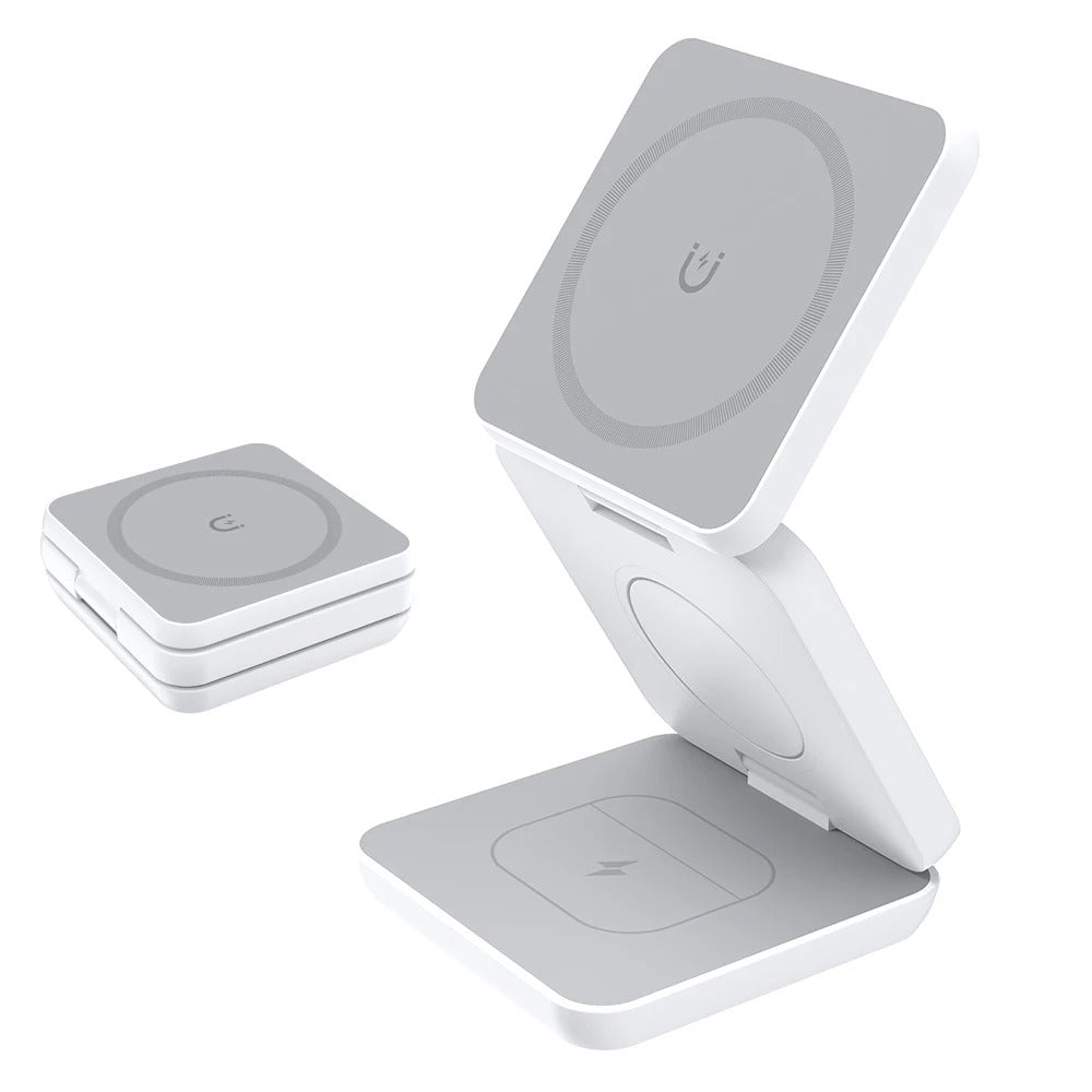 Minimalist iPhone 3-in-1 Foldable Magnetic Wireless Charging Station, 15W Fast-Charge Stand for Phone, Watch & Earbuds with Compact Travel Design  Research 3-in-1 magnetic wireless chargers Spend a few minutes for better results