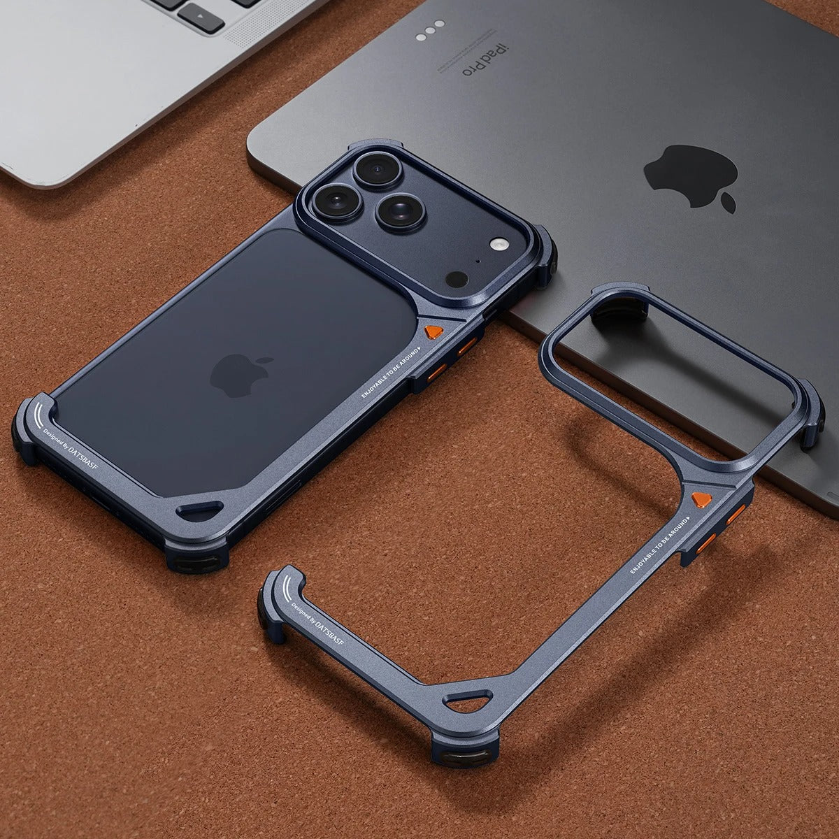 Minimalist iPhone Case — Aluminum Frame with Lens Holder, MagSafe Wireless-Charging Support, Slim Drop-Protection Metal Design
