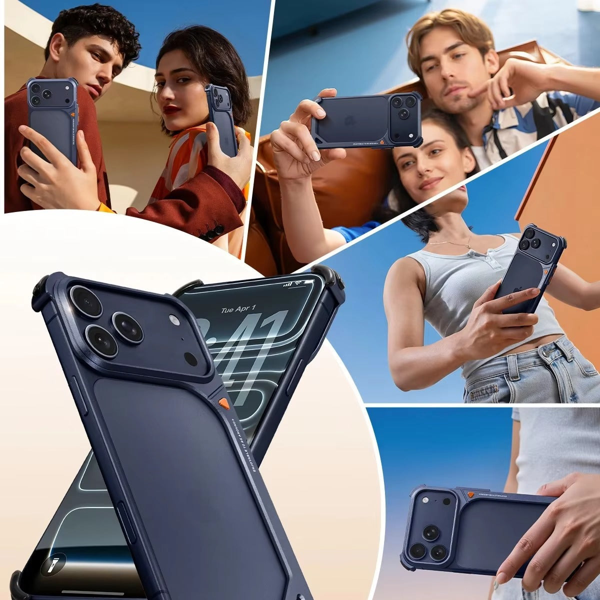 Minimalist iPhone Case — Aluminum Frame with Lens Holder, MagSafe Wireless-Charging Support, Slim Drop-Protection Metal Design