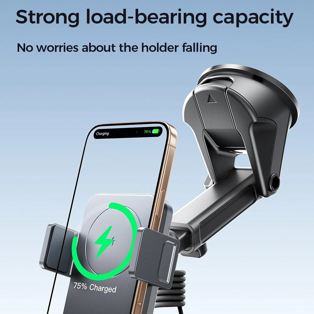 Premium 15W Car Phone Holder with Wireless Charging, Adjustable Rotatable Mount, Secure Air Vent & Dashboard Charging Stand