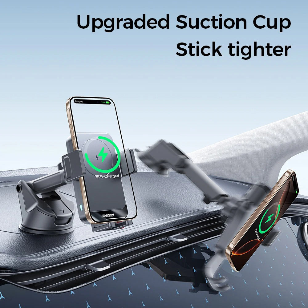 Premium 15W Car Phone Holder with Wireless Charging, Adjustable Rotatable Mount, Secure Air Vent & Dashboard Charging Stand