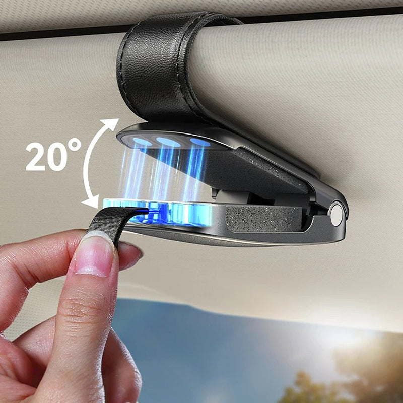 Premium Car Sunglasses Holder with Universal Sun Visor Clip, Lightweight ABS Leather Design, Secure Eyeglass Storage & Card Ticket Organizer