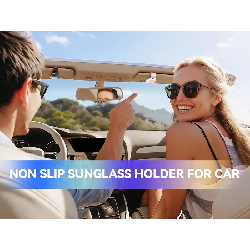 Premium Car Sunglasses Holder with Universal Sun Visor Clip, Lightweight ABS Leather Design, Secure Eyeglass Storage & Card Ticket Organizer