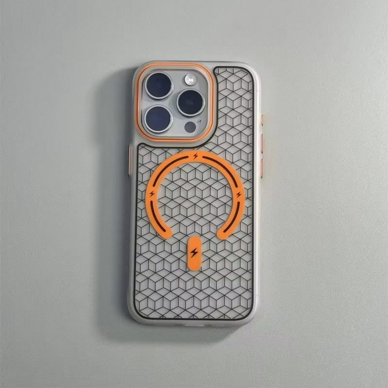 Luxury MagSafe Shockproof iPhone Case — High-Tech Geometric Hard PC Back, Anti-Fingerprint Matte Grip, Wireless Charging Compatible