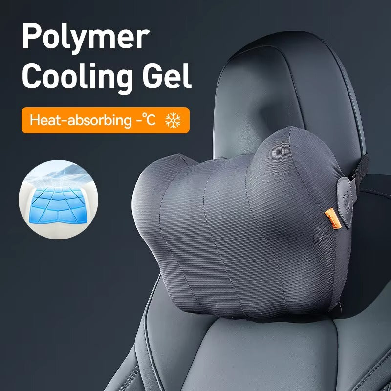 Premium Ergonomic Car Headrest & Lumbar Cushion with Cooling Gel, 3D Memory Foam Support, Breathable Design for Seat Comfort