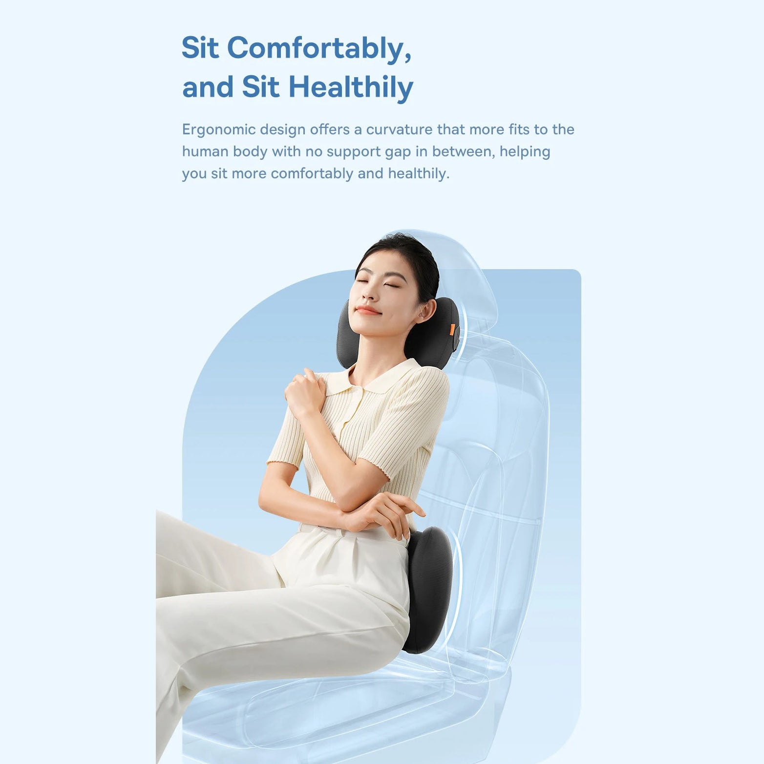 Premium Ergonomic Car Headrest & Lumbar Cushion with Cooling Gel, 3D Memory Foam Support, Breathable Design for Seat Comfort