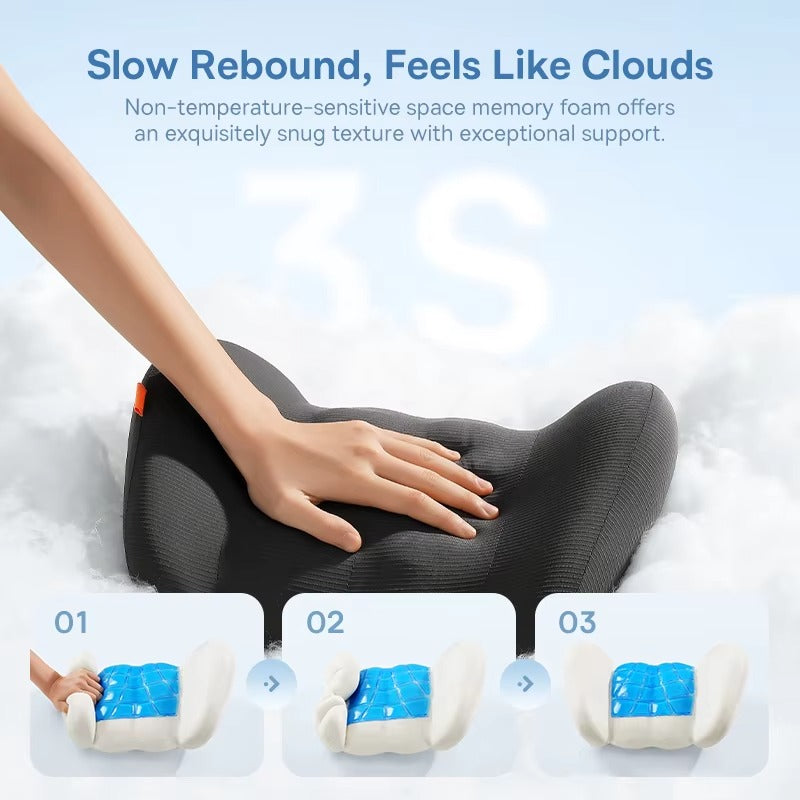 Premium Ergonomic Car Headrest & Lumbar Cushion with Cooling Gel, 3D Memory Foam Support, Breathable Design for Seat Comfort