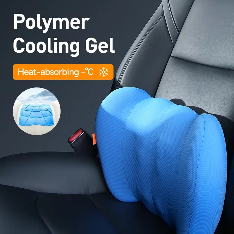 Premium Ergonomic Car Headrest & Lumbar Cushion with Cooling Gel, 3D Memory Foam Support, Breathable Design for Seat Comfort