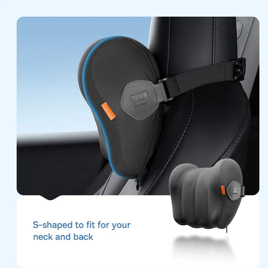 Premium Ergonomic Car Headrest & Lumbar Cushion with Cooling Gel, 3D Memory Foam Support, Breathable Design for Seat Comfort