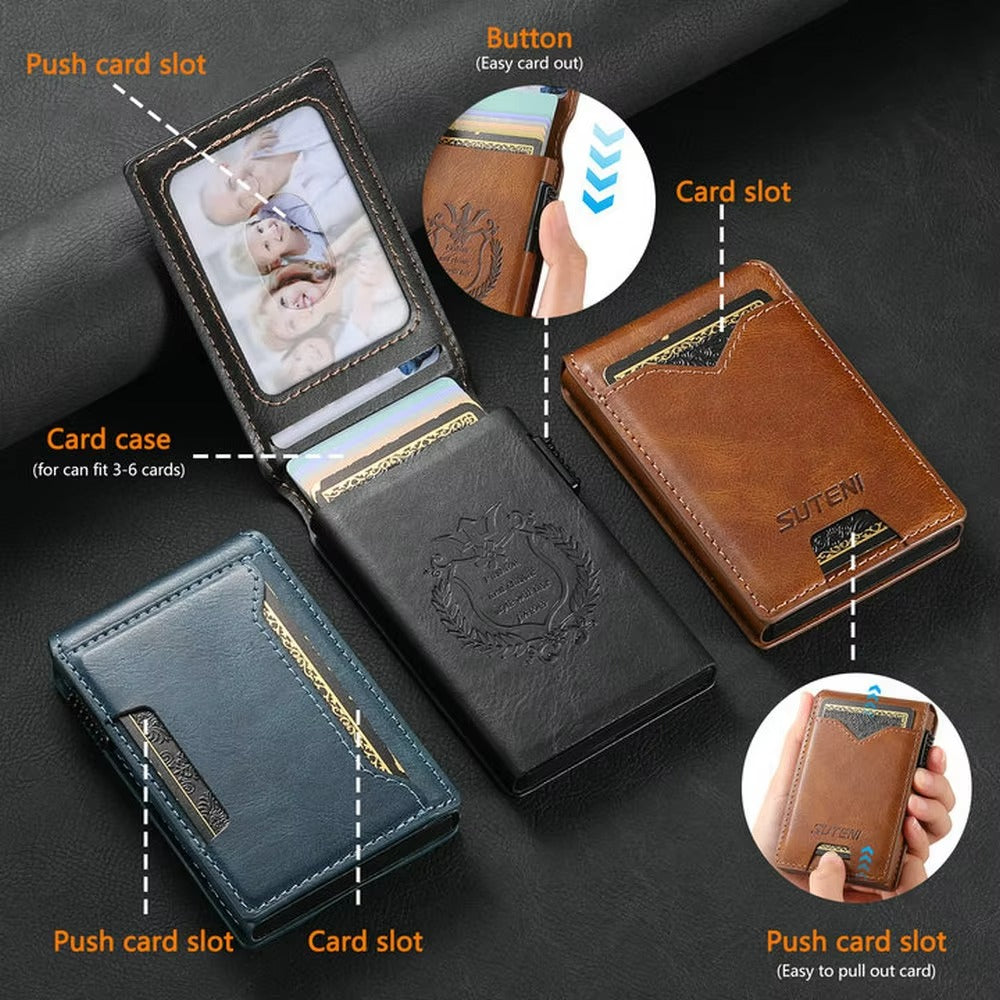 Premium Leather Wallet Phone Case with Automatic Card Eject Button, Shockproof Flip Cover, Anti-Scratch Design & Secure Card Storage