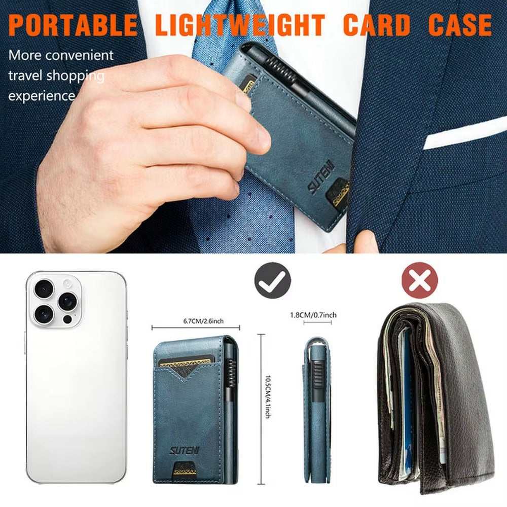 Premium Leather Wallet Phone Case with Automatic Card Eject Button, Shockproof Flip Cover, Anti-Scratch Design & Secure Card Storage