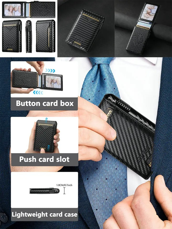Premium Leather Wallet Phone Case with Automatic Card Eject Button, Shockproof Flip Cover, Anti-Scratch Design & Secure Card Storage