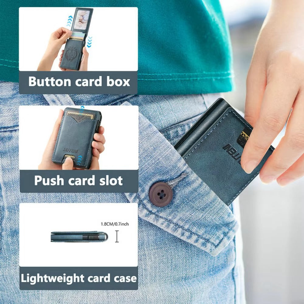 Premium Leather Wallet Phone Case with Automatic Card Eject Button, Shockproof Flip Cover, Anti-Scratch Design & Secure Card Storage