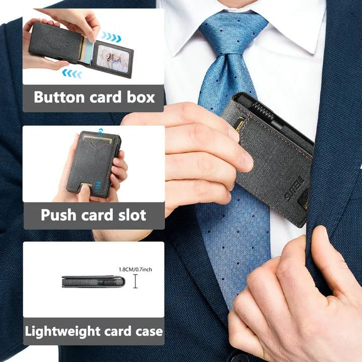 Premium Leather Wallet Phone Case with Automatic Card Eject Button, Shockproof Flip Cover, Anti-Scratch Design & Secure Card Storage
