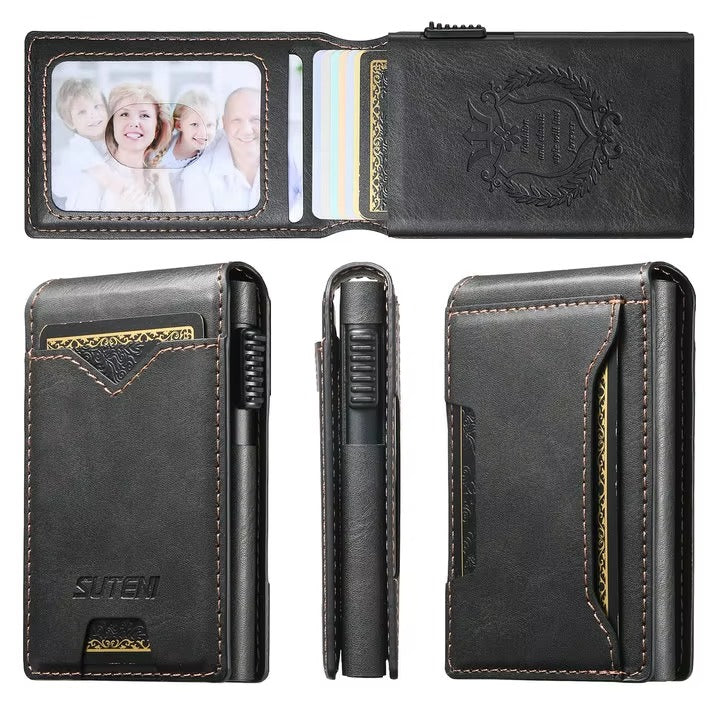 Premium Leather Wallet Phone Case with Automatic Card Eject Button, Shockproof Flip Cover, Anti-Scratch Design & Secure Card Storage
