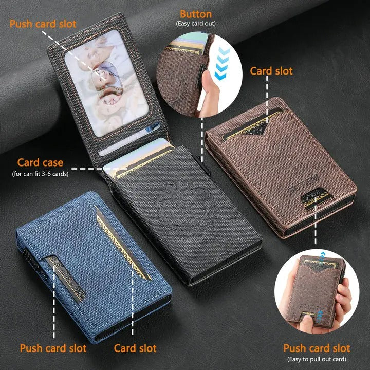 Premium Leather Wallet Phone Case with Automatic Card Eject Button, Shockproof Flip Cover, Anti-Scratch Design & Secure Card Storage