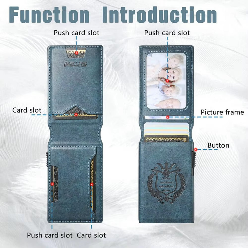 Premium Leather Wallet Phone Case with Automatic Card Eject Button, Shockproof Flip Cover, Anti-Scratch Design & Secure Card Storage
