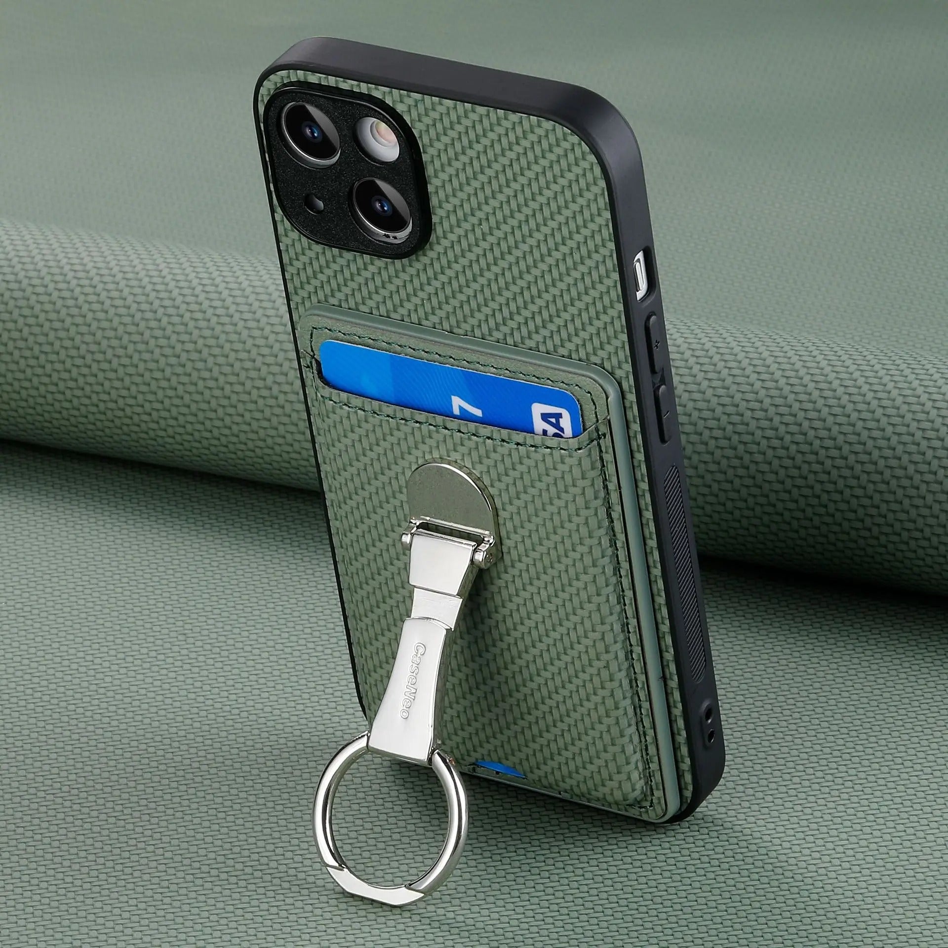 Premium iPhone Case — Leather Wallet Cover with Card Holder, Finger Ring Stand, Magnetic Grip and Lightweight Anti-Scratch Design