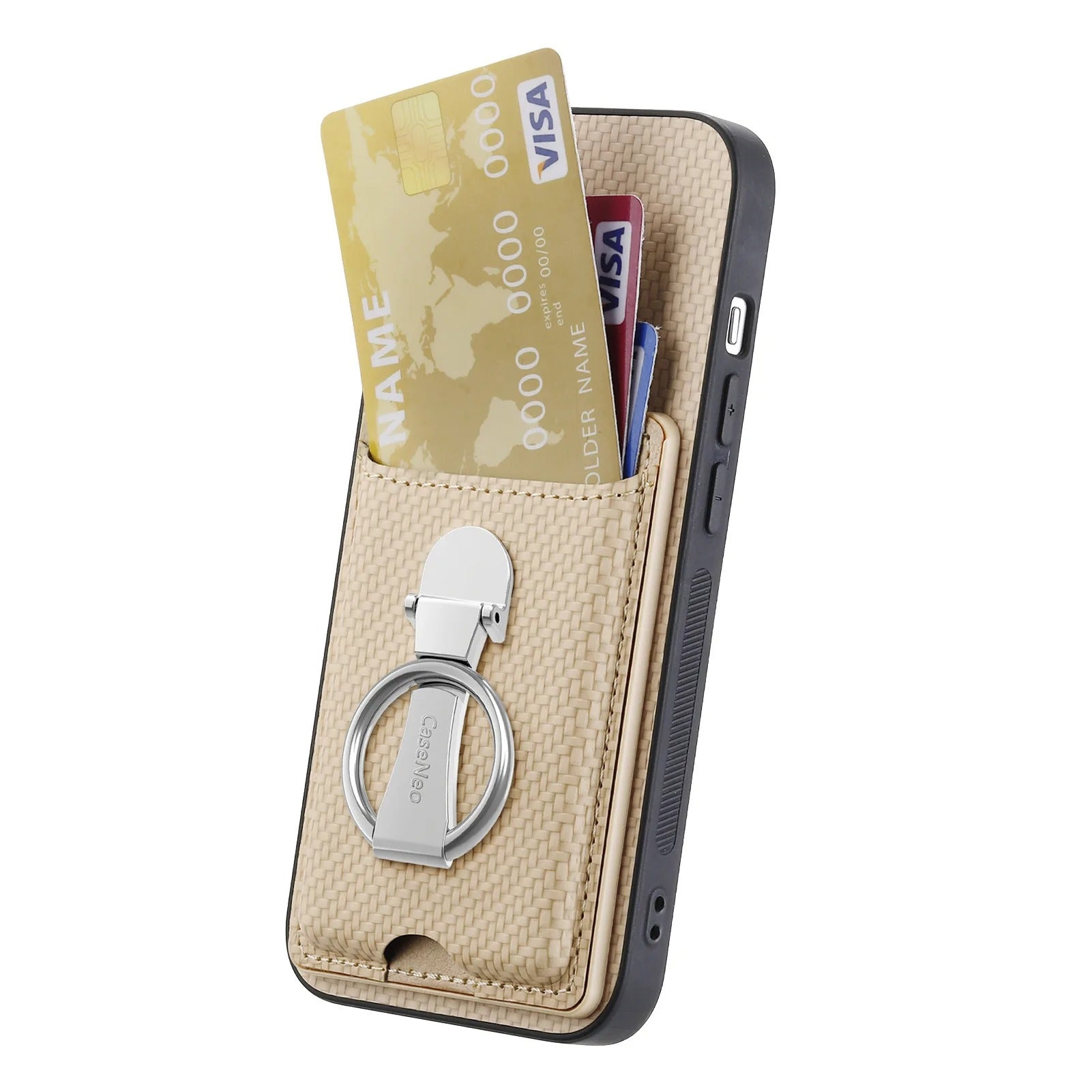 Premium iPhone Case — Leather Wallet Cover with Card Holder, Finger Ring Stand, Magnetic Grip and Lightweight Anti-Scratch Design