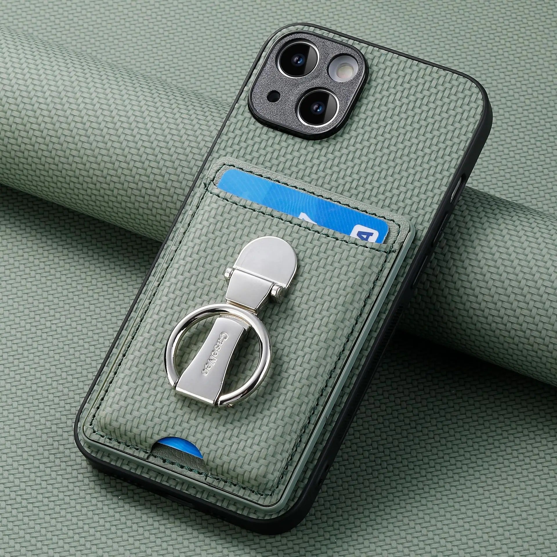 Premium iPhone Case — Leather Wallet Cover with Card Holder, Finger Ring Stand, Magnetic Grip and Lightweight Anti-Scratch Design