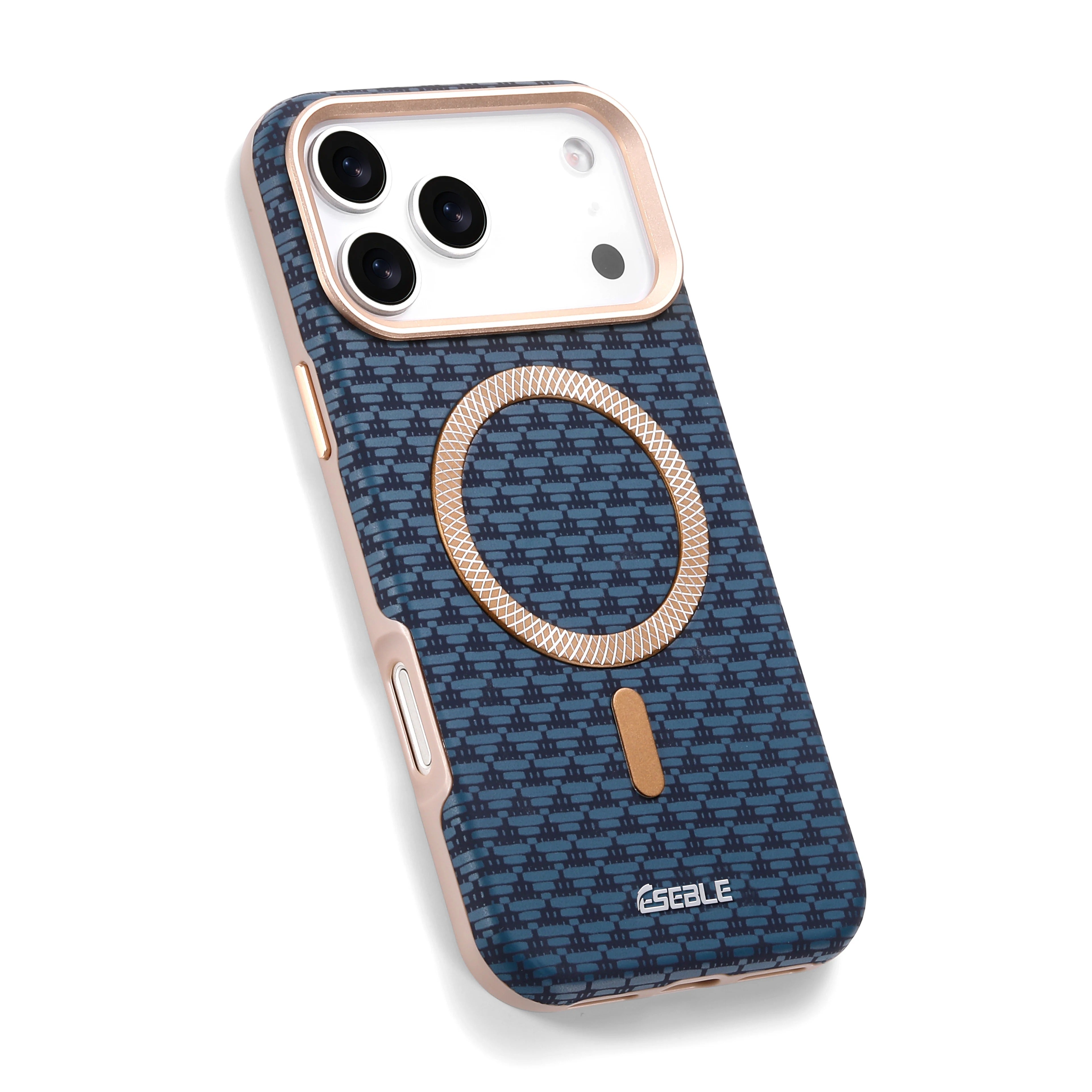 Premium Magnetic Leather iPhone Case MagSafe Compatible Shockproof Fiber Texture Cover with Anti-Fingerprint Grip & Wireless Charging Support