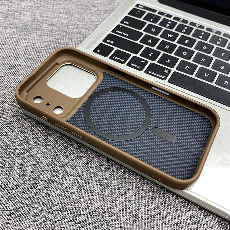Premium iPhone Case — MagSafe Magnetic Shockproof Cover with Carbon Fibre Texture, Raised Camera Protection and Matte Anti-Fingerprint Grip