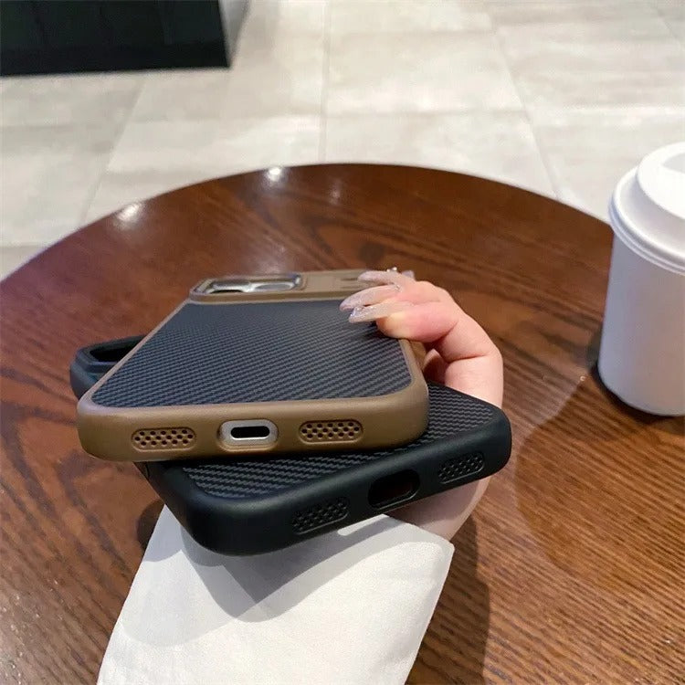 Premium iPhone Case — MagSafe Magnetic Shockproof Cover with Carbon Fibre Texture, Raised Camera Protection and Matte Anti-Fingerprint Grip