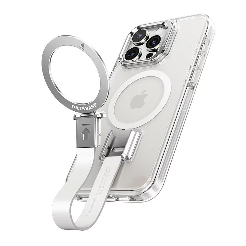 Premium Magnetic iPhone Case — MagSafe Compatible Clear Protection with Detachable Silicone Lanyard & Ring Grip, Non-Slip Full Coverage Design