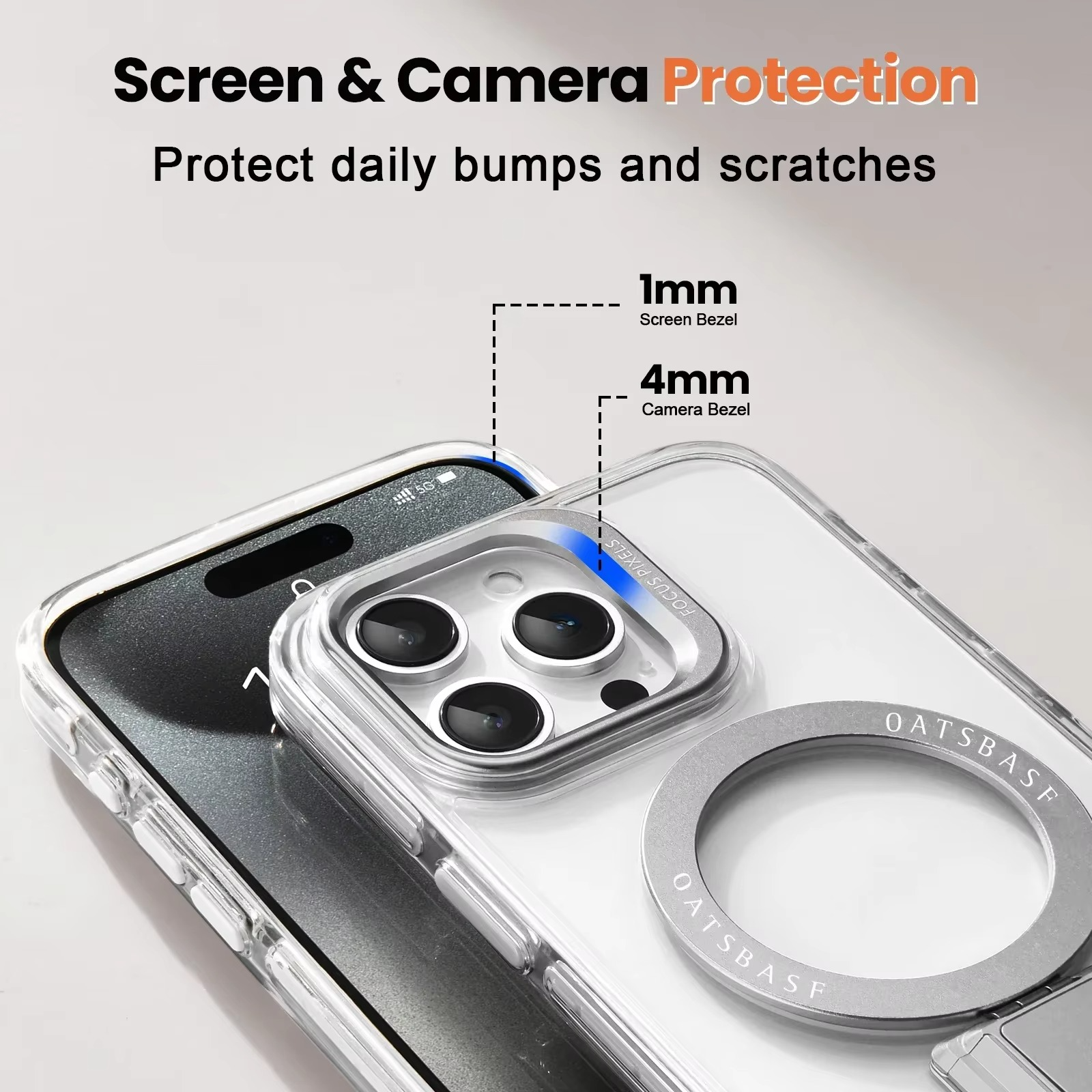 Premium Magnetic iPhone Case — MagSafe Compatible Clear Protection with Detachable Silicone Lanyard & Ring Grip, Non-Slip Full Coverage Design