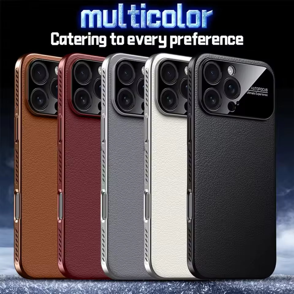 Premium iPhone Case — Magnetic Plain Leather Protective Cover with Strong Built-In Magnets, Heat Dissipation Holes and Anti-Fingerprint Scratch-Resistant Design