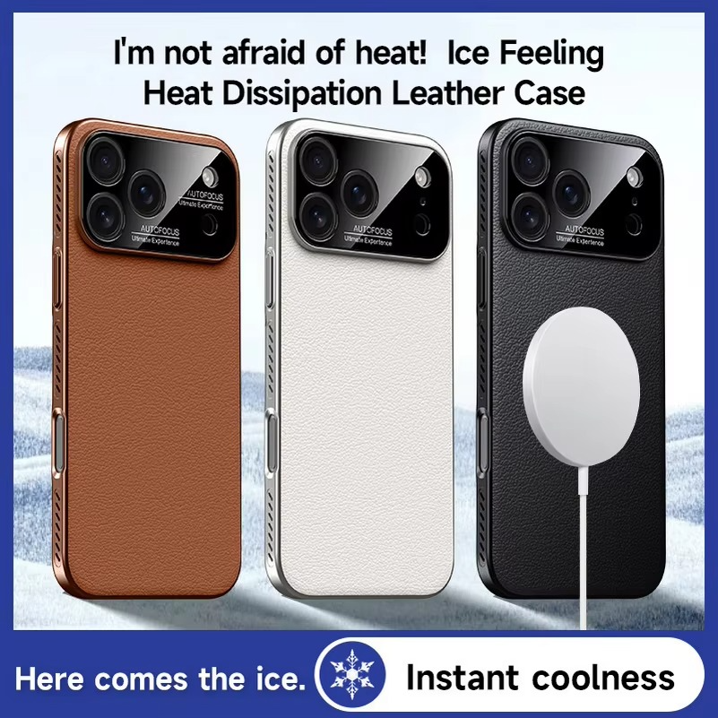 Premium iPhone Case — Magnetic Plain Leather Protective Cover with Strong Built-In Magnets, Heat Dissipation Holes and Anti-Fingerprint Scratch-Resistant Design