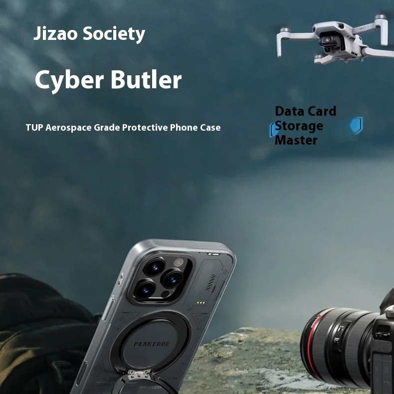 Premium Magnetic iPhone Case — Stand Bracket with Multi-Card Storage SIM/TF Manager, Shock-Resistant Design, Personalized Protective Cover