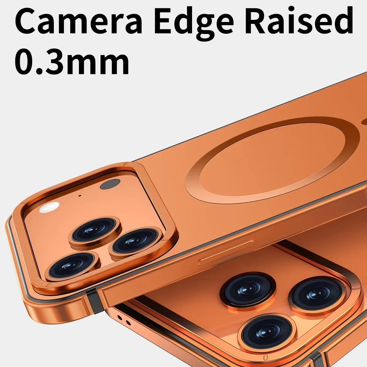 Premium iPhone Case — Orange Aluminum Alloy MagSafe Compatible Hard Shockproof Matte Cover with Magnetic Glass Protection, Anti-Scratch, Lightweight Design