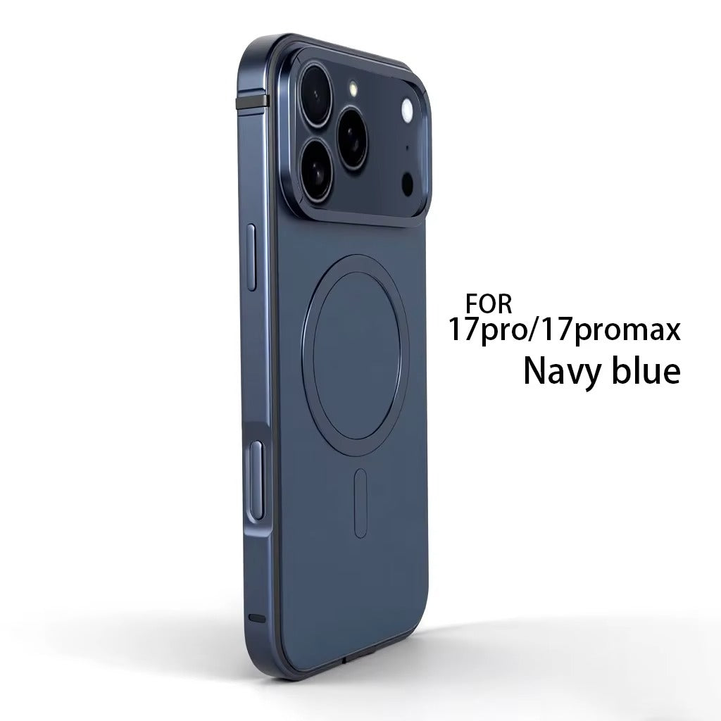 Premium iPhone Case — Orange Aluminum Alloy MagSafe Compatible Hard Shockproof Matte Cover with Magnetic Glass Protection, Anti-Scratch, Lightweight Design